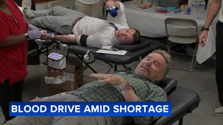 Actor Bryan Cranston talks Action News reporter John Paul into donating blood at event in Southwest Philadelphia - 6abc Philadelphia