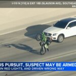 High-speed chase through LA includes suspect's dangerous encounter with dirt bike riders on 110 Fwy. - ABC7 Los Angeles