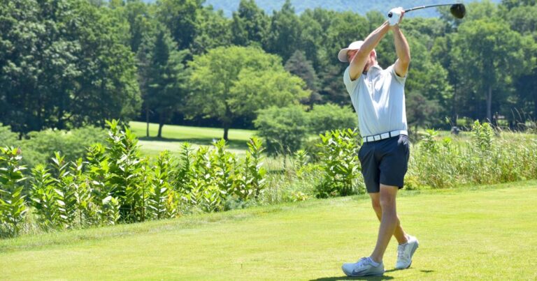 Aaron Nackoul tee shot - The Berkshire Eagle