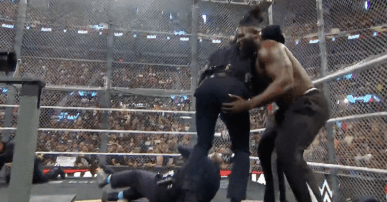 Oba Femi beats up some cops after Brock Lesnar bails on WWE weigh in - Cageside Seats
