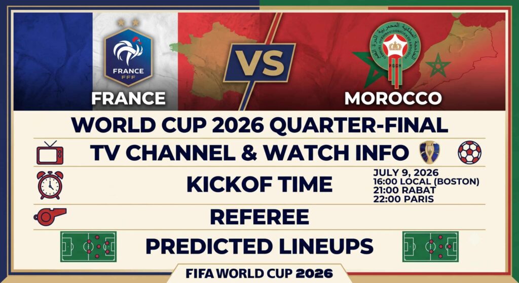 France vs Morocco at World Cup 2026 TV Channel How to Watch Kickoff Time Referee Predicted Lineups - Sportscasting