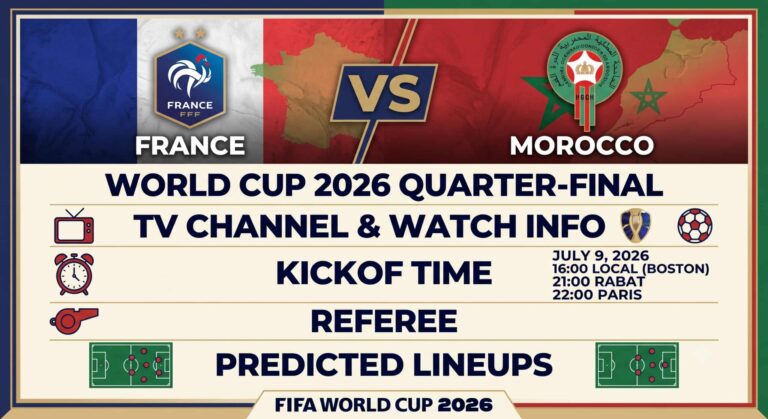 France vs Morocco at World Cup 2026 TV Channel How to Watch Kickoff Time Referee Predicted Lineups - Sportscasting