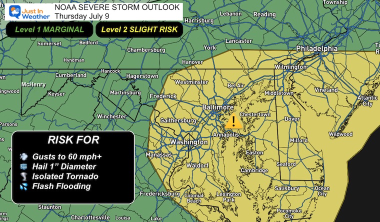 July 9 Flood Watch And Severe Storm Risk For Heavy Downpours This Afternoon - Just In Weather