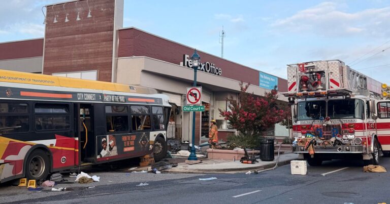 Dozens hurt after MTA bus hits several cars and a building in Pikesville, Maryland: "Like a war scene" - CBS News