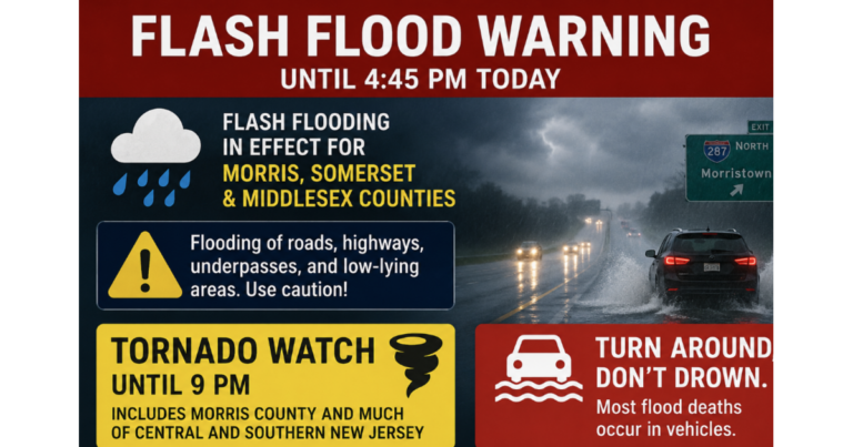 Flash Flood Warning Continues for Morristown Area; Tornado Watch Issued Until 9 P.M. - TAPinto