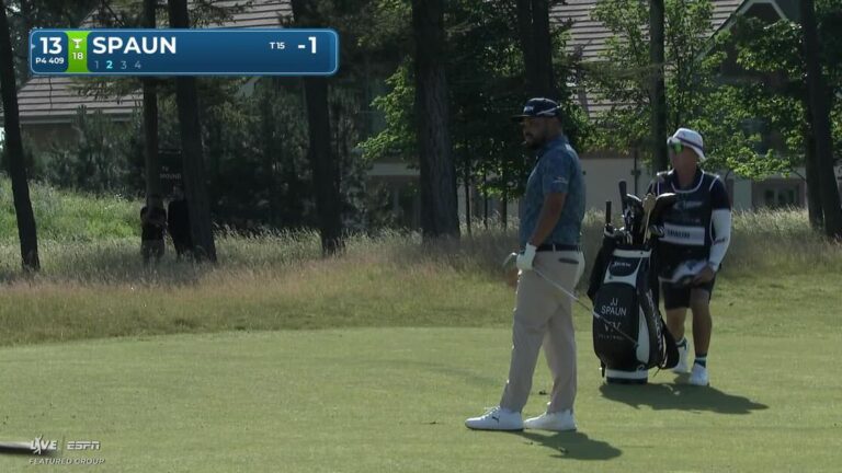 J.J. Spaun gets up-and-down from 87 yards for birdie on No. 13 at Genesis Scottish Open - PGA Tour
