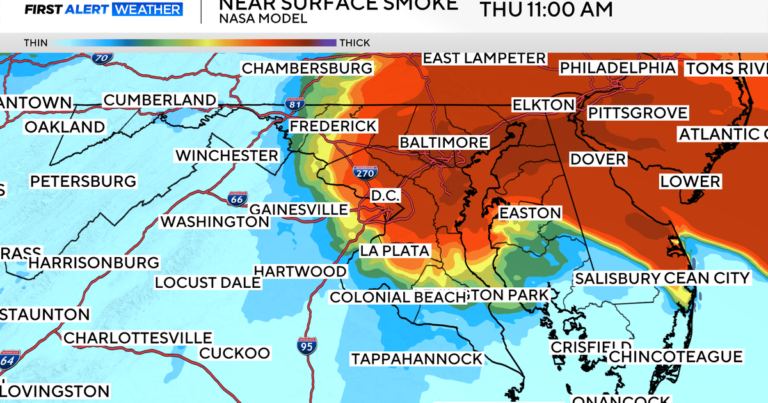 Air quality alert today as more wildfire smoke moves into Maryland - CBS News