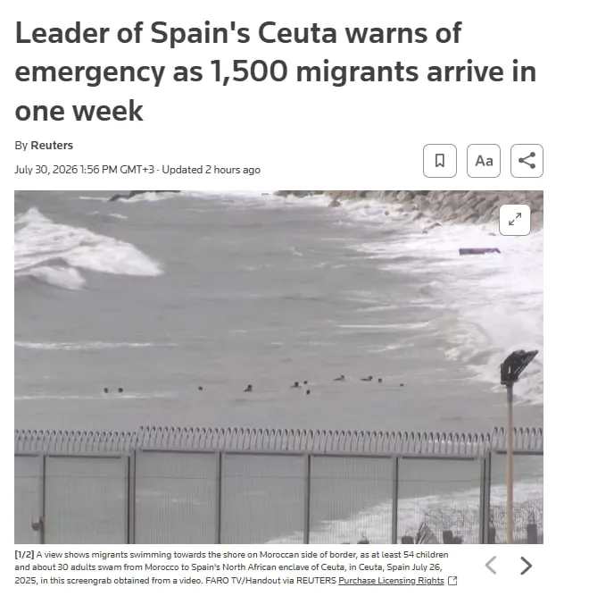 The Spanish city of Ceuta has declared a state of emergency due to an influx of migrants — Reuters - UA.NEWS