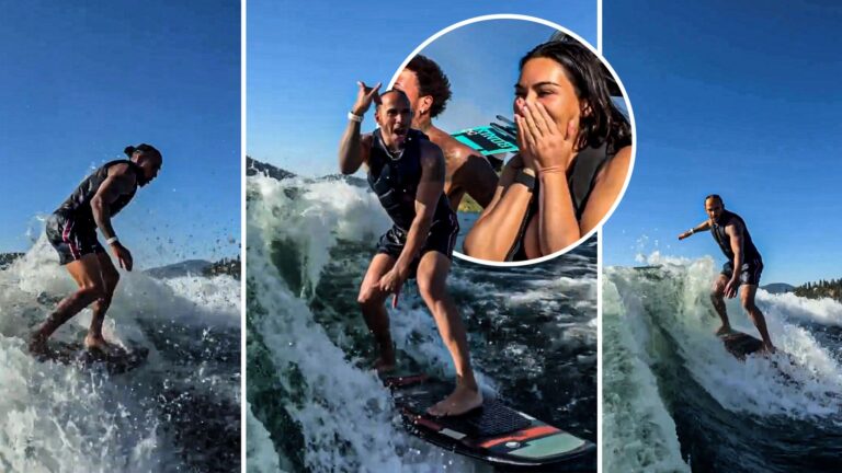 Lewis Hamilton shows off impressive surfing skills as Kim Kardashian gets HYPED! - Sky Sports