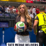 Tate Mcrae was today's match ball deliverer in LA before Spain and Belgium kicked off - FOX Sports