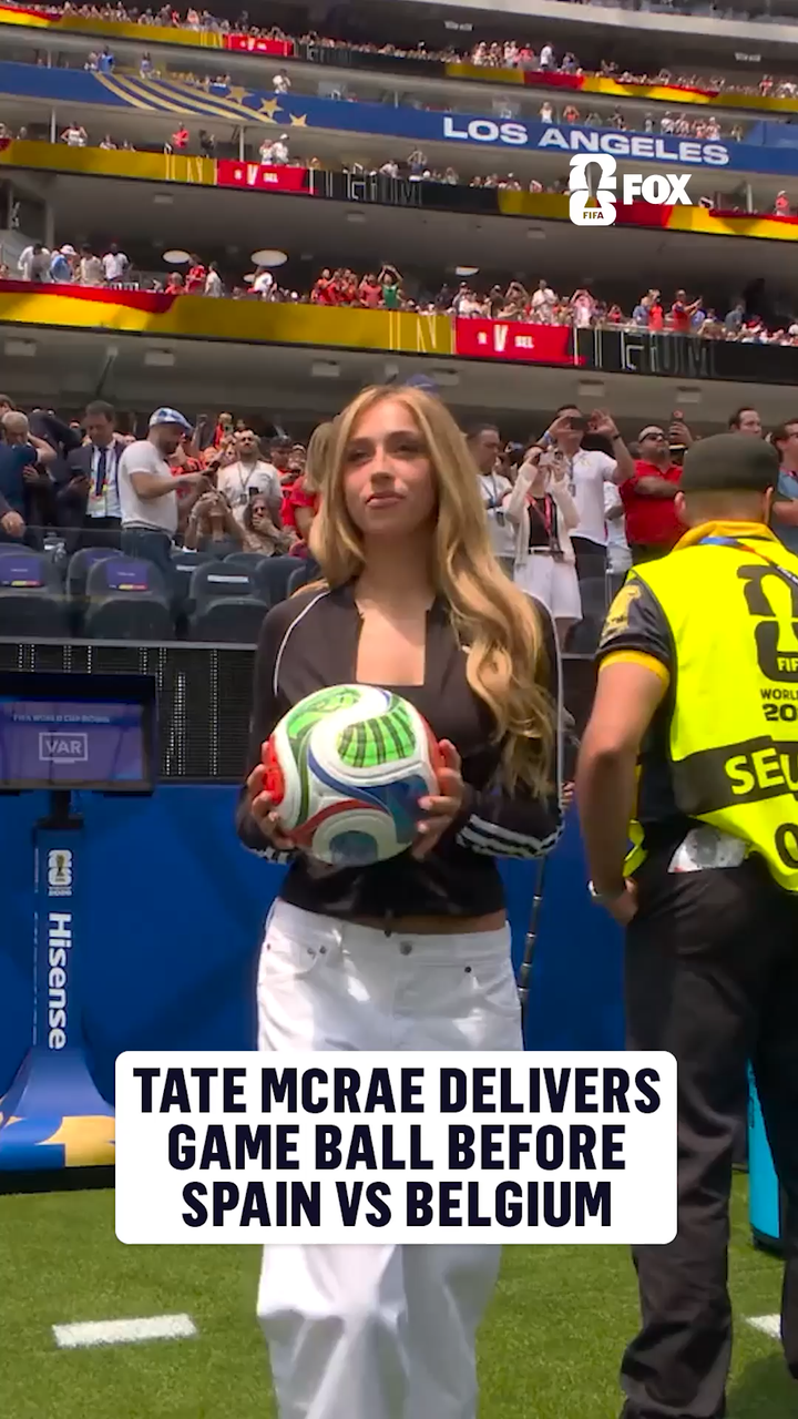 Tate Mcrae was today's match ball deliverer in LA before Spain and Belgium kicked off - FOX Sports