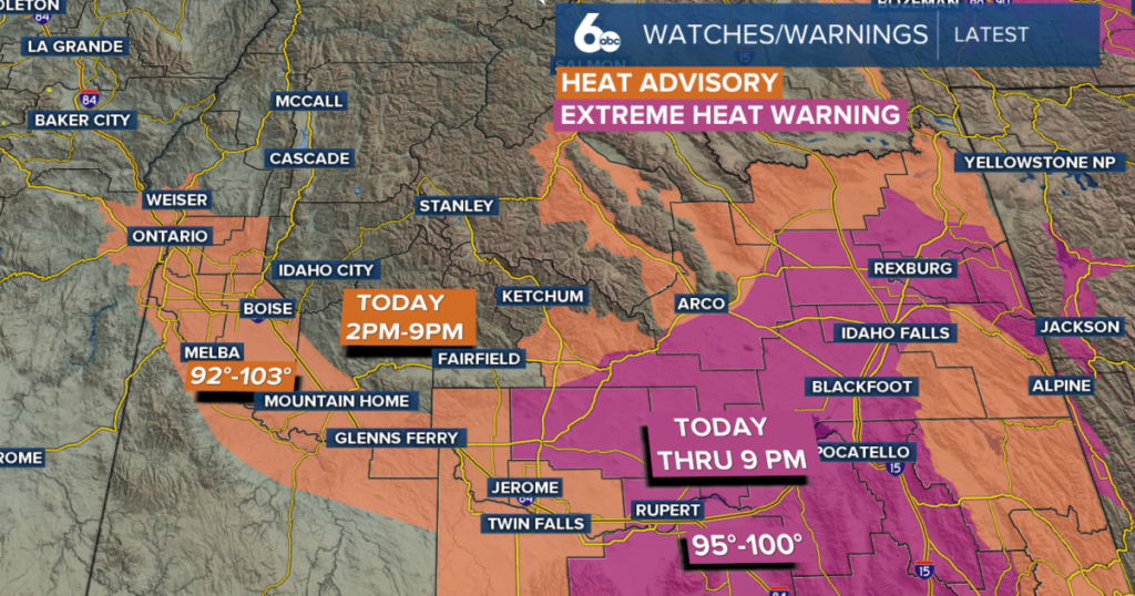 Heat Advisory continues as monsoon moisture brings storm chances on Tuesday and Wednesday - Idaho News 6