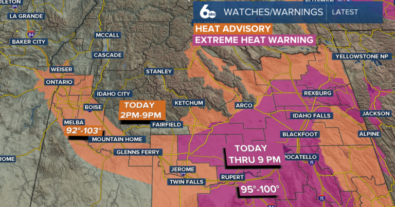 Heat Advisory continues as monsoon moisture brings storm chances on Tuesday and Wednesday - Idaho News 6