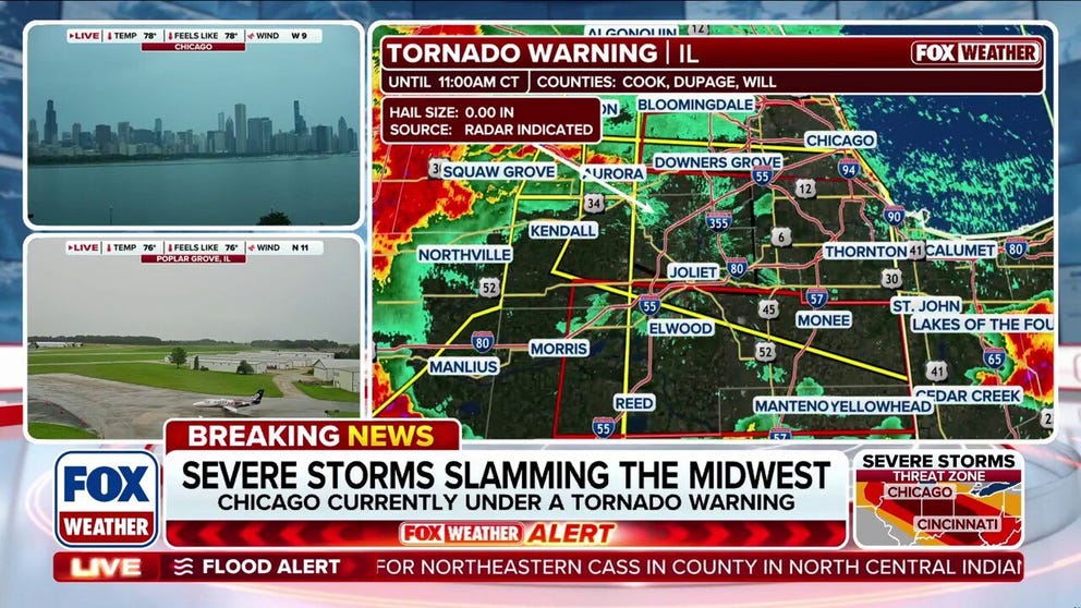 Severe weather slamming the Midwest with Chicago in the bullseye for impacts - FOX Weather