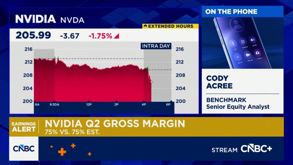 Nvidia shares slide slightly despite Q2 beat, top tech analysts weigh in - CNBC