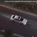 Chase: Assault suspect leads LAPD on slow-speed pursuit with shredded tire - ABC7 Los Angeles