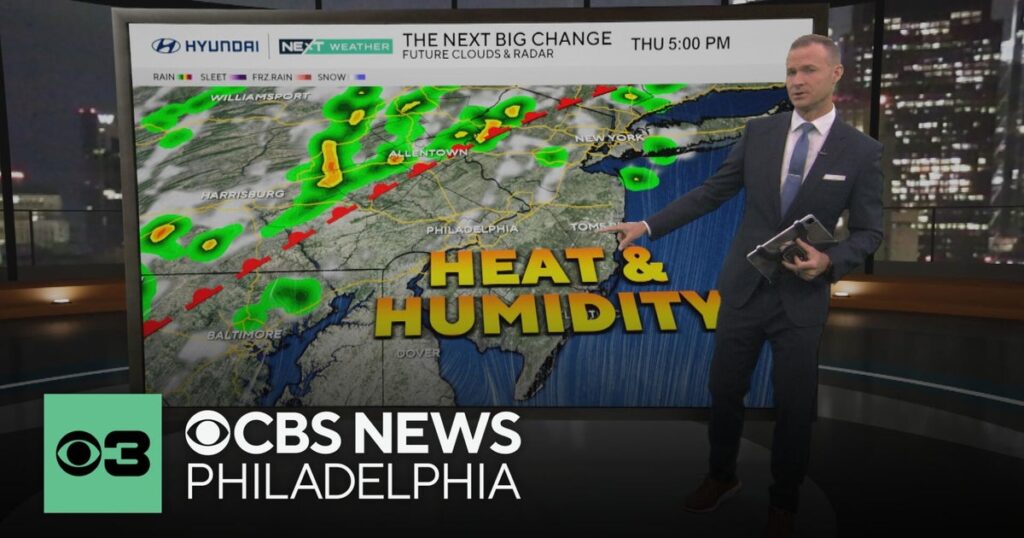 Humid Wednesday with scattered showers in Philadelphia area | NEXT Weather - CBS News