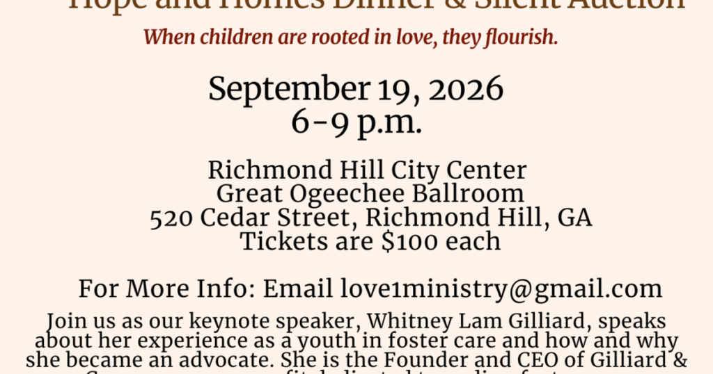 Aug. 26 - Love One Inc. to Host Hope & Homes Dinner and Silent Auction at Richmond Hill City Center - Savannah Business Journal