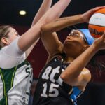 Allisha Gray leaves Dream-Aces game early after colliding with Jackie Young - USA Today