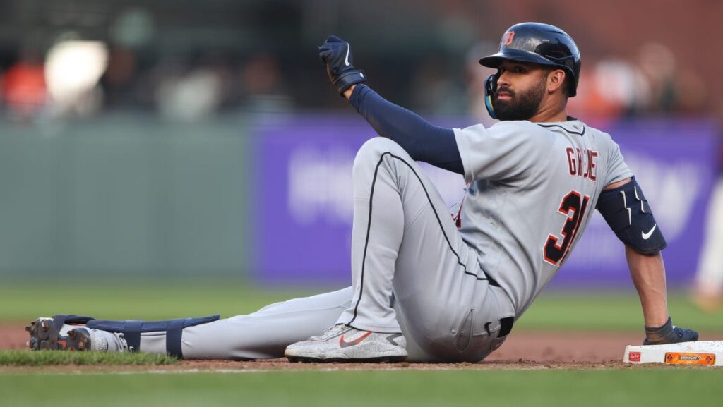 Tigers pull Riley Greene from game after getting beaned by Guardians - Detroit Free Press