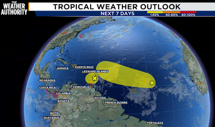 Tropics remain active as the two disturbances become less organized - News4JAX