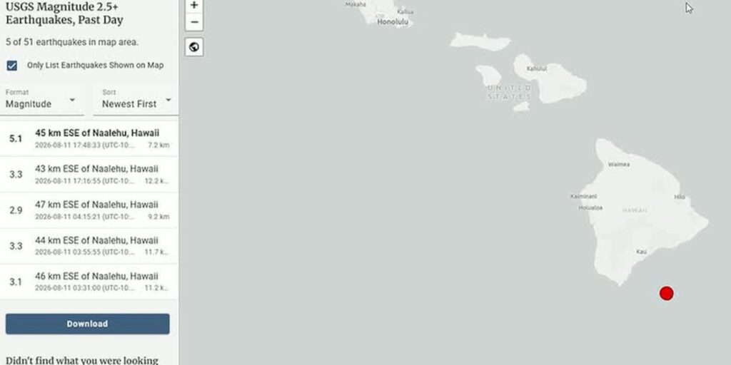 M5.1 earthquake strikes south of Hawaii Island, no tsunami expected - Hawaii News Now