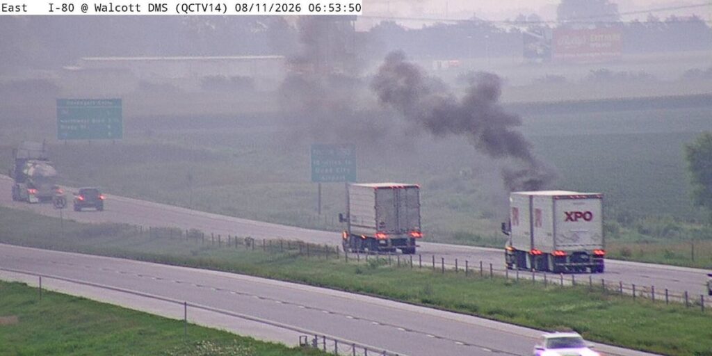 I-80 blocked by truck fire near Walcott - KCRG