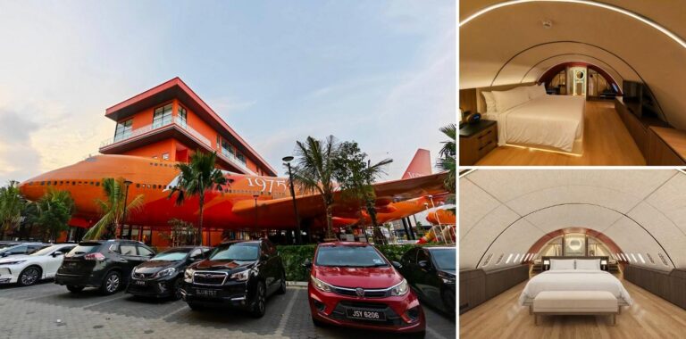 Originally designed to carry 500 passengers each, two mighty Boeing 747s have had all their seats removed and converted into 18 tasteful luxury suites in Malaysia, complete with sculptural bathtubs, a cockpit lounge and rooftop pools, and a night inside costs - Luxurylaunches