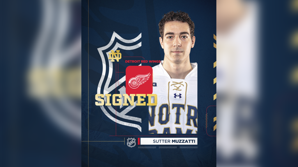 Muzzatti Signs Entry Level Contract With Red Wings - Notre Dame Fighting Irish