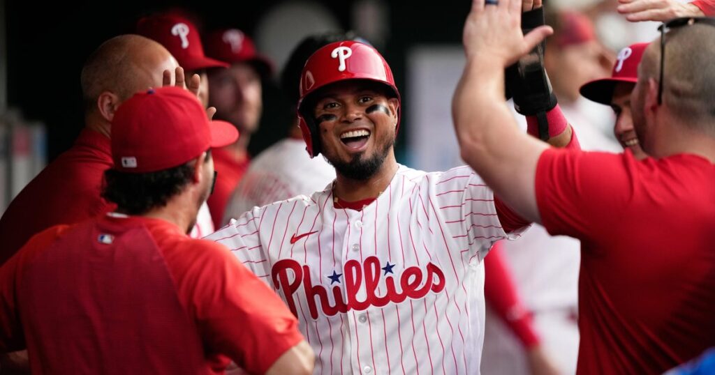 Luis Arraez has 2 hits and 2 RBIs in Phillies debut, Jesús Luzardo tosses 8 innings in win over Nationals - CBS News