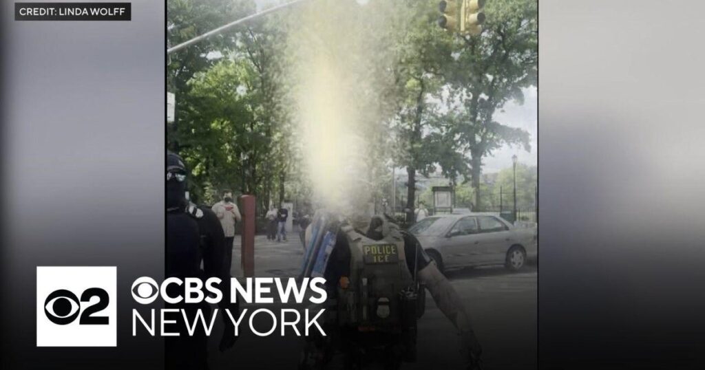 NYC woman pursuing legal action after she says ICE agent pepper-sprayed her - CBS News