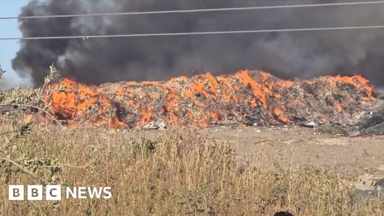 Sutton Courtenay landfill site fire brought under control - BBC
