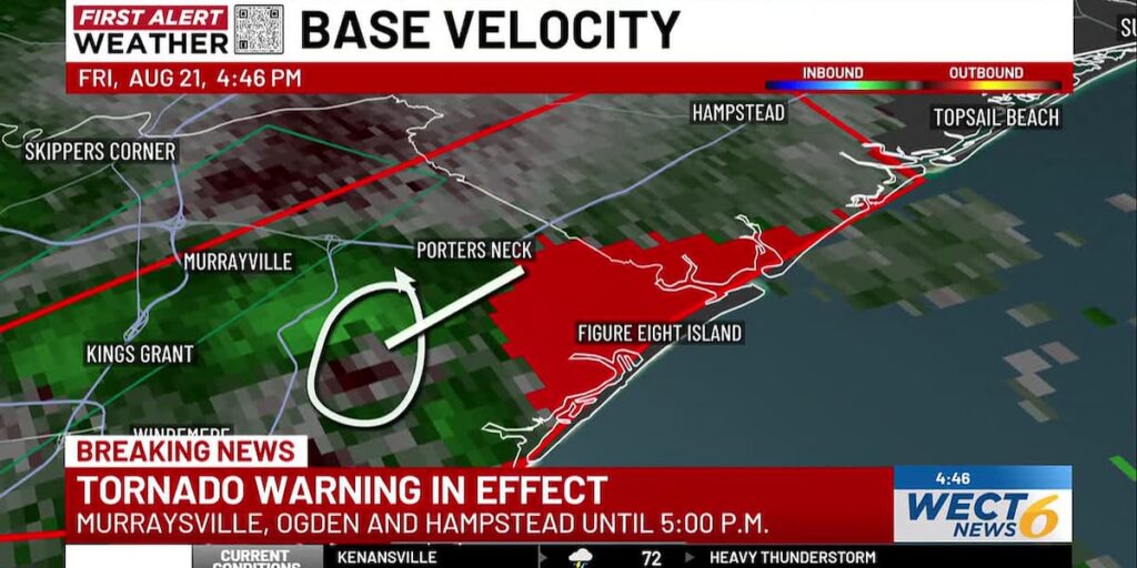 A Tornado Warning was issued for New Hanover and Pender counties - WECT | TV6