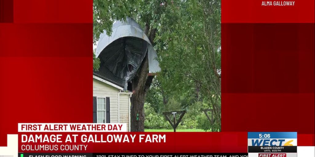 Strong winds damage Galloway Farm as thunderstorms move across southeastern NC - WECT | TV6