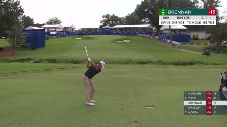 Michael Brennan's 150-yard approach sets up birdie on No. 18 at Wyndham - PGA Tour
