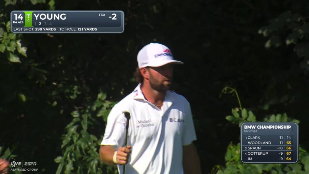 Cameron Young gets up-and-down from 123 yards for birdie on No. 14 at BMW Championship - PGA Tour