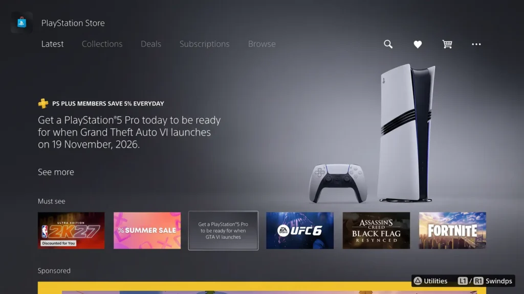 Sony is offering owners of the base PlayStation 5 the chance to buy a PS5 Pro ahead of the release of GTA 6. - GameGPU