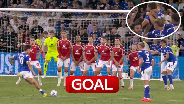 Stunning Rubin Colwill free-kick snatches 98th-minute equaliser for Cardiff against Wrexham - Sky Sports