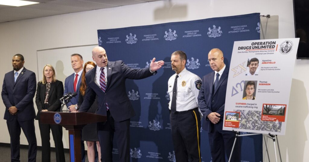 14 charged in cocaine trafficking ring at two Penn State fraternities, AG says pledges packed drugs - WPSU