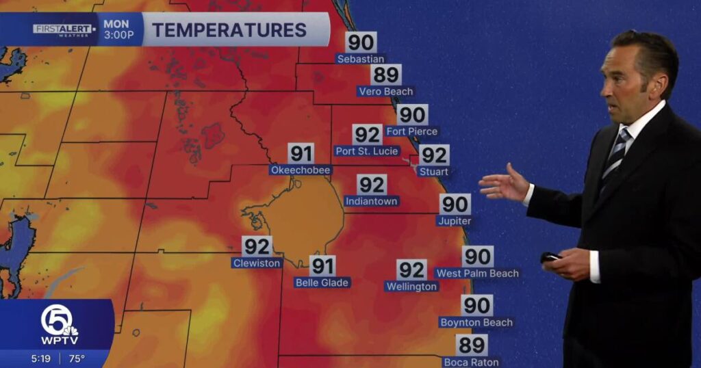 WPTV First Alert Weather forecast for morning of Monday, Aug. 24, 2026 - WPTV
