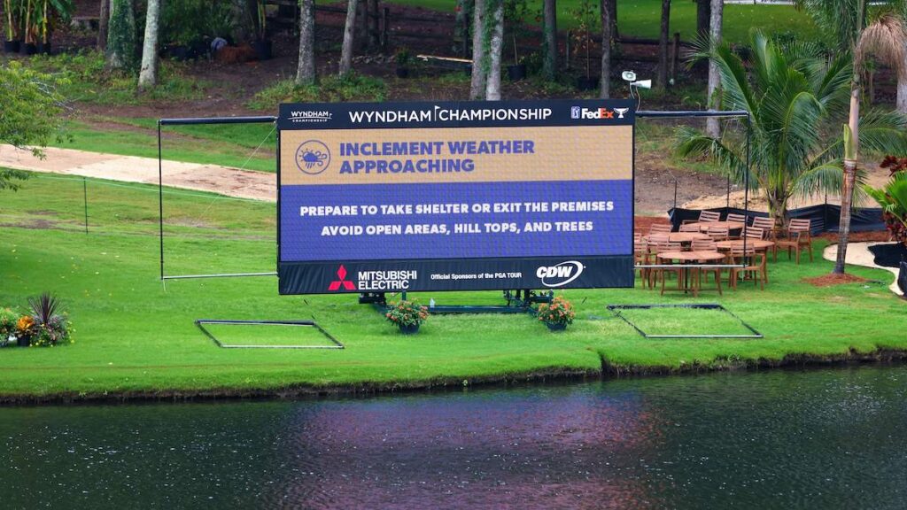 Why is the Wyndham Championship Delayed Today? When Will it Re-Start? - heavy.com