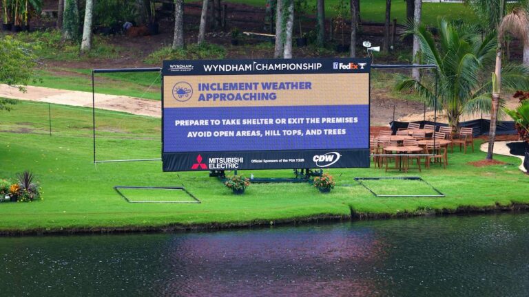 Why is the Wyndham Championship Delayed Today? When Will it Re-Start? - heavy.com