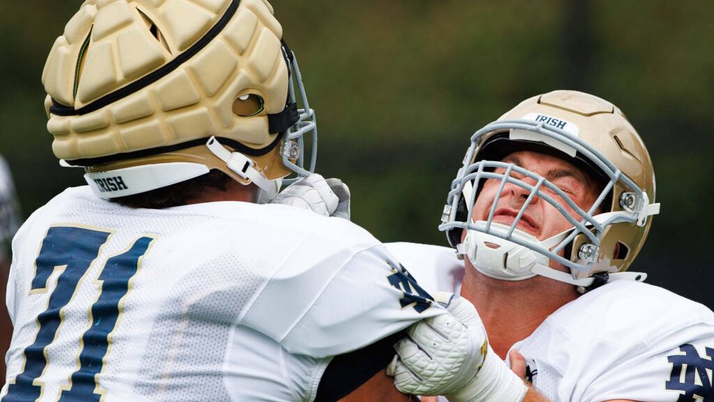 CJ Carr may have accidentally revealed the winner of Notre Dame's right guard battle - Slap the Sign