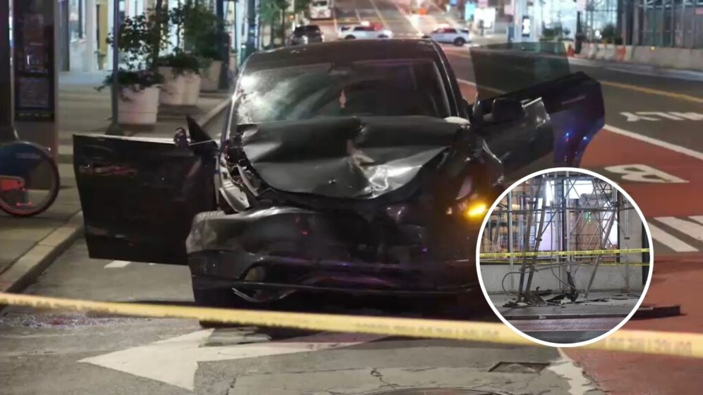 Passenger killed, driver critically injured after Tesla crashes into scaffolding in Midtown - ABC7 New York