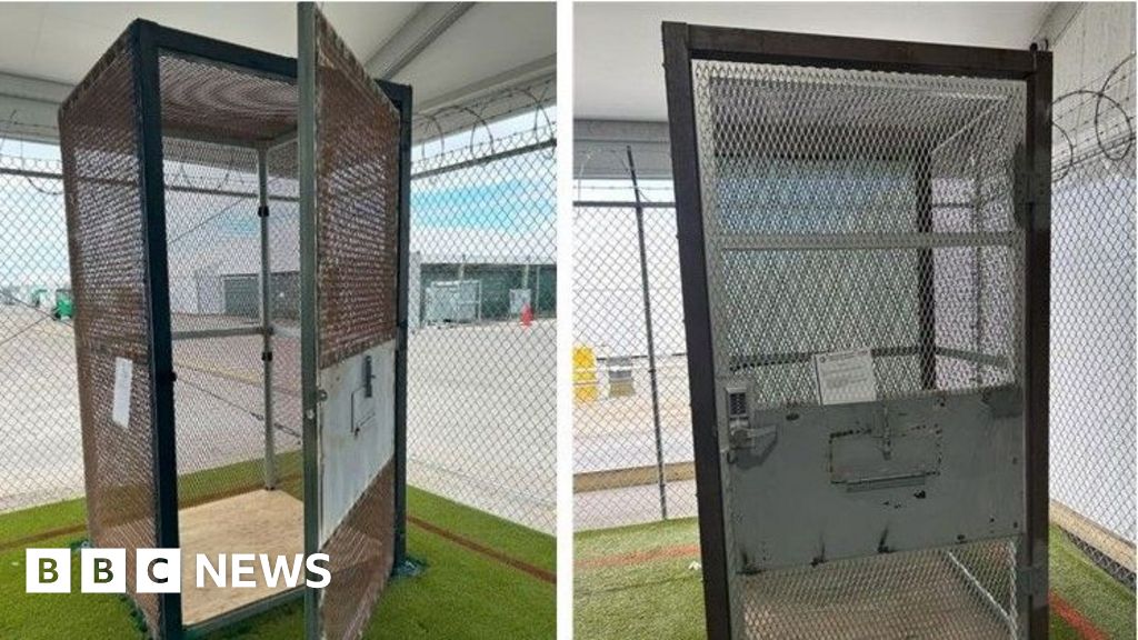 Immigrants held in small outdoor cages at 'Alligator Alcatraz' in Florida, investigators find - BBC