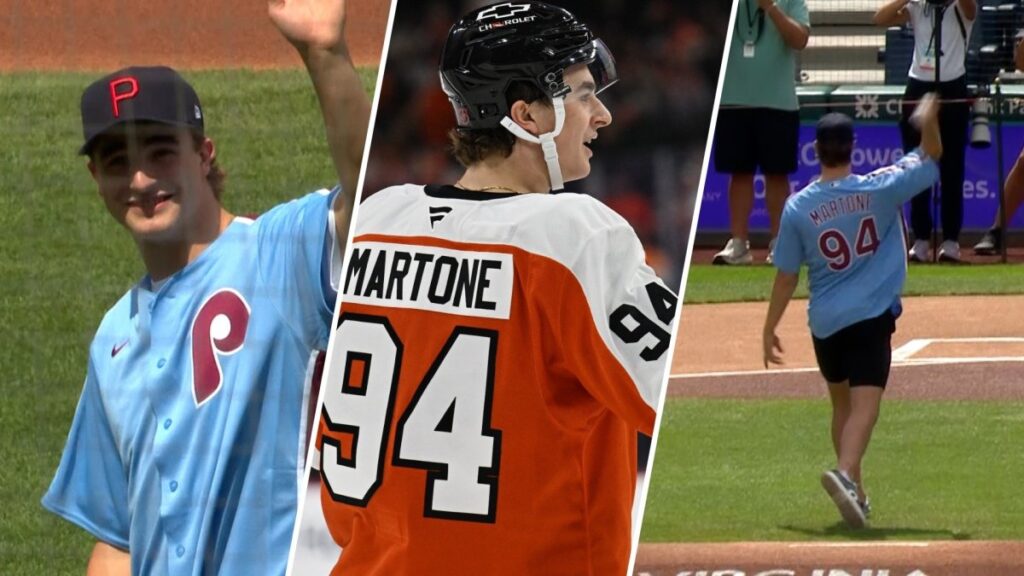 Flyers' Porter Martone throws out first pitch before Phillies game - NBC Sports Philadelphia