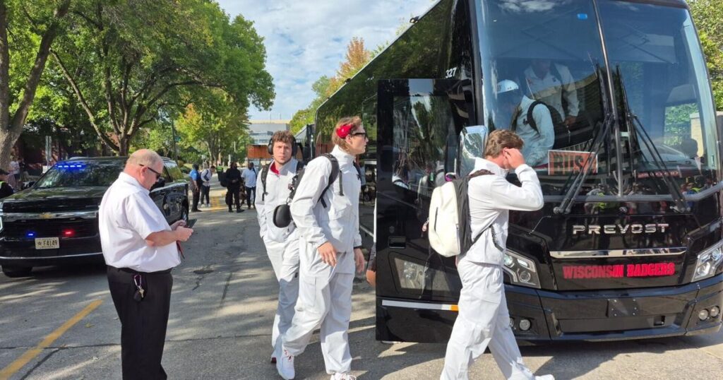 Watch as Wisconsin arrives at new Camp Randall location for game vs. Western Illinois - Chippewa Herald