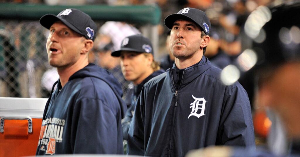 Former Tigers teammates Max Scherzer (left) and Justin Verlander are ninth and eighth, respectively on the list of career strikeouts. Verlander's final start is Saturday. - Tulsa World