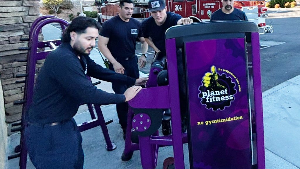 Planet Fitness in Hesperia gifts exercise gear to San Bernardino Co. FD - Victorville Daily Press