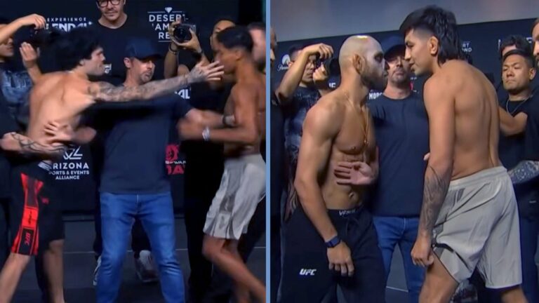 Video: Noche UFC full card faceoffs with Silva vs. Delgado, McMillen slap - MMA Junkie
